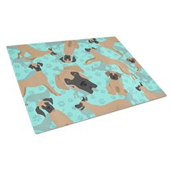 MLM1071LCB 15 x 12 in. Blue, Fawn Great Dane Glass Cutting Board - Large