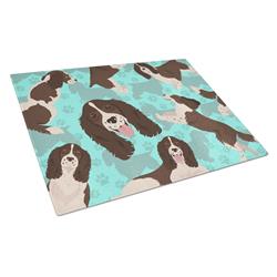 MLM1076LCB 15 x 12 in. Blue Liver English Springer Spaniel Glass Cutting Board - Large