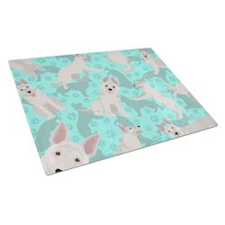 15 x 12 in. Blue, White German Shepherd Glass Cutting Board - Large