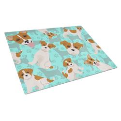 MLM1080LCB 15 x 12 in. Blue, Red & White Jack Russell Terrier Glass Cutting Board - Large