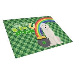 15 x 12 in. Great Pyrenees Saint Patricks Day Glass Cutting Board - Large