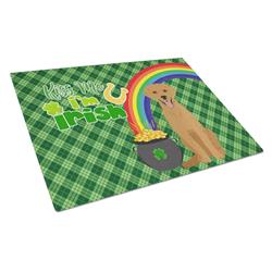 WDK4857LCB 15 x 12 in. Red Fox Labrador Retriever Saint Patricks Day Glass Cutting Board - Large
