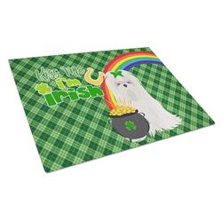 15 x 12 in. Maltese Saint Patricks Day Glass Cutting Board - Large