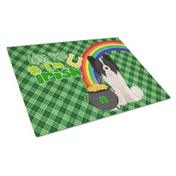 WDK4867LCB 15 x 12 in. Black & White Papillon Saint Patricks Day Glass Cutting Board - Large