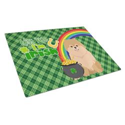 WDK4876LCB 15 x 12 in. Orange Pomeranian Saint Patricks Day Glass Cutting Board - Large