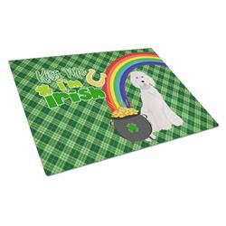 WDK4880LCB 15 x 12 in. Standard White Poodle Saint Patricks Day Glass Cutting Board - Large