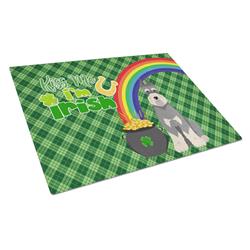 WDK4896LCB 15 x 12 in. Salt Pepper Schnauzer Saint Patricks Day Glass Cutting Board - Large