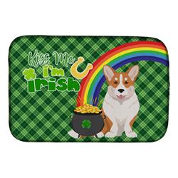 21 x 14 in. Red Cardigan Corgi Saint Patricks Day Dish Drying Mat
