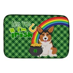 21 x 14 in. Sable Pembroke Corgi Saint Patricks Day Dish Drying Mat