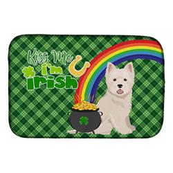 21 x 14 in. Westie West Highland White Terrier Saint Patricks Day Dish Drying Mat