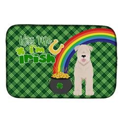 21 x 14 in. Soft Coated Wheaten Terrier Saint Patricks Day Dish Drying Mat