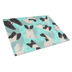 MLM1081LCB 15 x 12 in. Blue, Black & Whtie Papillon Glass Cutting Board - Large