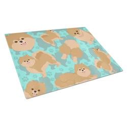 MLM1083LCB 15 x 12 in. Blue, Orange Pomeranian Glass Cutting Board - Large