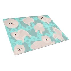 15 x 12 in. Blue, White Pomeranian Glass Cutting Board - Large