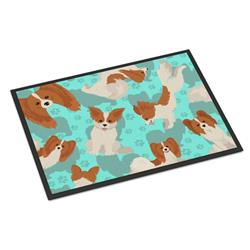 24 x 36 in. Blue, Red & White Papillon Indoor or Outdoor Mat