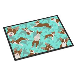 24 x 36 in. Blue, Red Boston Terrier Indoor or Outdoor Mat
