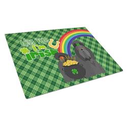 WDK4905LCB 15 x 12 in. Black Shih Tzu Saint Patricks Day Glass Cutting Board - Large