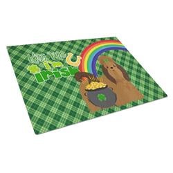 WDK4907LCB 15 x 12 in. Red Shih Tzu Saint Patricks Day Glass Cutting Board - Large