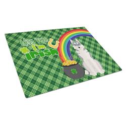 WDK4909LCB 15 x 12 in. Grey Siberian Husky Saint Patricks Day Glass Cutting Board - Large