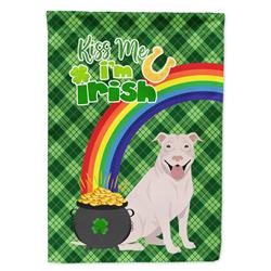 15.5 x 11.25 in. White Pit Bull Terrier Saint Patricks Day Flag - Garden Size