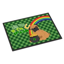 WDK4888JMAT 24 x 36 in. Apricot Pug Saint Patricks Day Indoor or Outdoor Mat