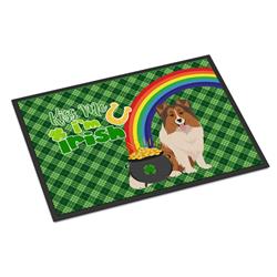 24 x 36 in. Sable Sheltie Saint Patricks Day Indoor or Outdoor Mat