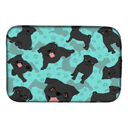 21 x 14 in. Blue, Black Pug Dish Drying Mat