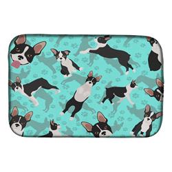 21 x 14 in. Blue Boston Terrier Dish Drying Mat