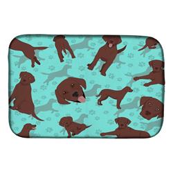 21 x 14 in. Blue, Chocolate Labrador Retriever Dish Drying Mat