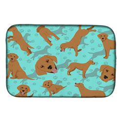 21 x 14 in. Blue, Red Fox Labrador Retriever Dish Drying Mat