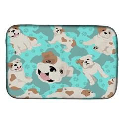 21 x 14 in. Blue Piebald English Bulldog Dish Drying Mat