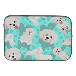 21 x 14 in. Blue Bichon Frise Dish Drying Mat