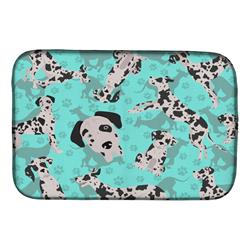 21 x 14 in. Blue Harlequin Natural Ears Great Dane Dish Drying Mat