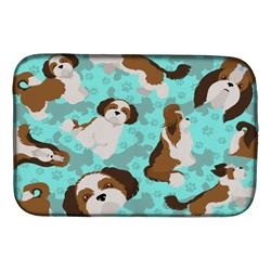 21 x 14 in. Blue Shih Tzu Dish Drying Mat