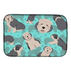 MLM1034DDM 21 x 14 in. Blue Old English Sheepdog Dish Drying Mat