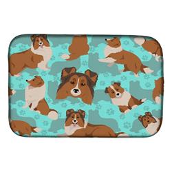 21 x 14 in. Blue Sheltie Dish Drying Mat