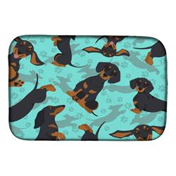21 x 14 in. Blue, Black & Tan Dachshund Dish Drying Mat