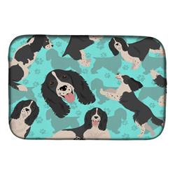 21 x 14 in. Blue, Black & White English Springer Spaniel Dish Drying Mat