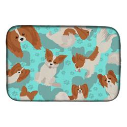 21 x 14 in. Blue, Red & White Papillon Dish Drying Mat