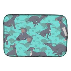 21 x 14 in. Blue Italian Greyhound Dish Drying Mat