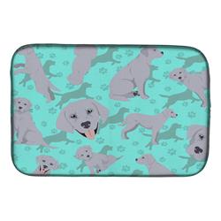 21 x 14 in. Blue, Silver Labrador Retriever Dish Drying Mat