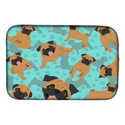 21 x 14 in. Blue, Apricot Pug Dish Drying Mat