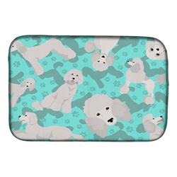 21 x 14 in. Blue, White Standard Poodle Dish Drying Mat