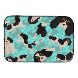 21 x 14 in. Blue, Tricolor Cavalier Spaniel Dish Drying Mat