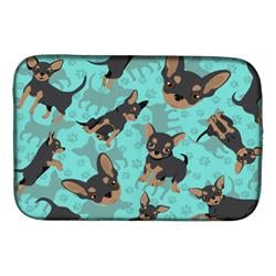 21 x 14 in. Blue, Black & Tan Chihuahua Dish Drying Mat