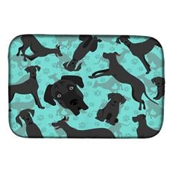 21 x 14 in. Blue, Black Great Dane Dish Drying Mat