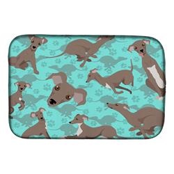 21 x 14 in. Blue, Fawn Italian Greyhound Dish Drying Mat