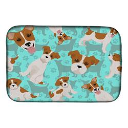 21 x 14 in. Blue, Red & White Jack Russell Terrier Dish Drying Mat