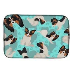 21 x 14 in. Blue, Tricolor Papillon Dish Drying Mat