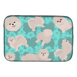 21 x 14 in. Blue, White Pomeranian Dish Drying Mat